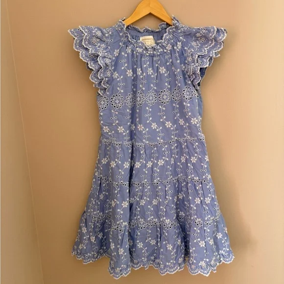 Sail to Sable Blue Floral Ruffle Dress Size Medium - Picture 2 of 4